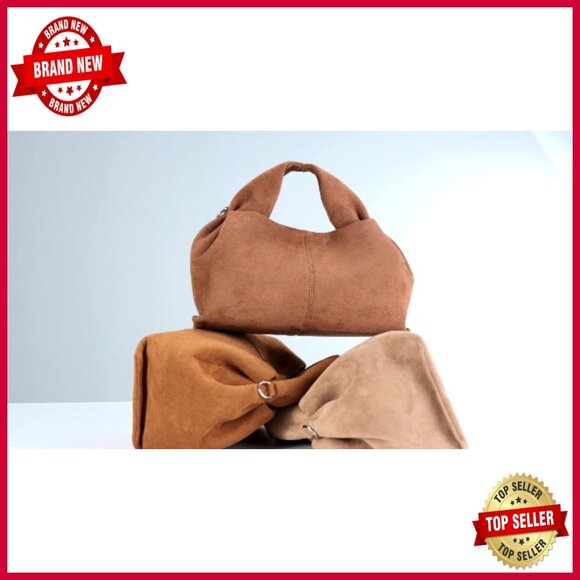 Faux Suede Hobo Shoulder Bag Tote Vintage Half-Moon Purse Everyday